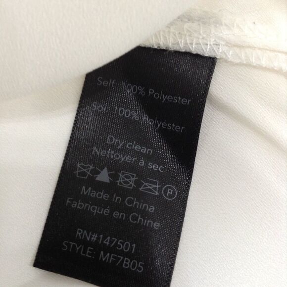 Kobi White Carla Sheer Long Sleeve V-Neck Colorblock Lace Trim Blouse XS - Picture 5 of 7